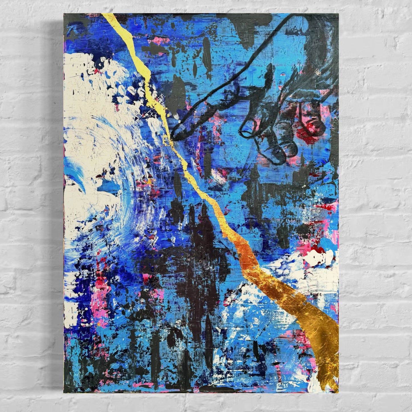 „Touch“ Acryl & Kohle auf Leinwand 60x80 cm